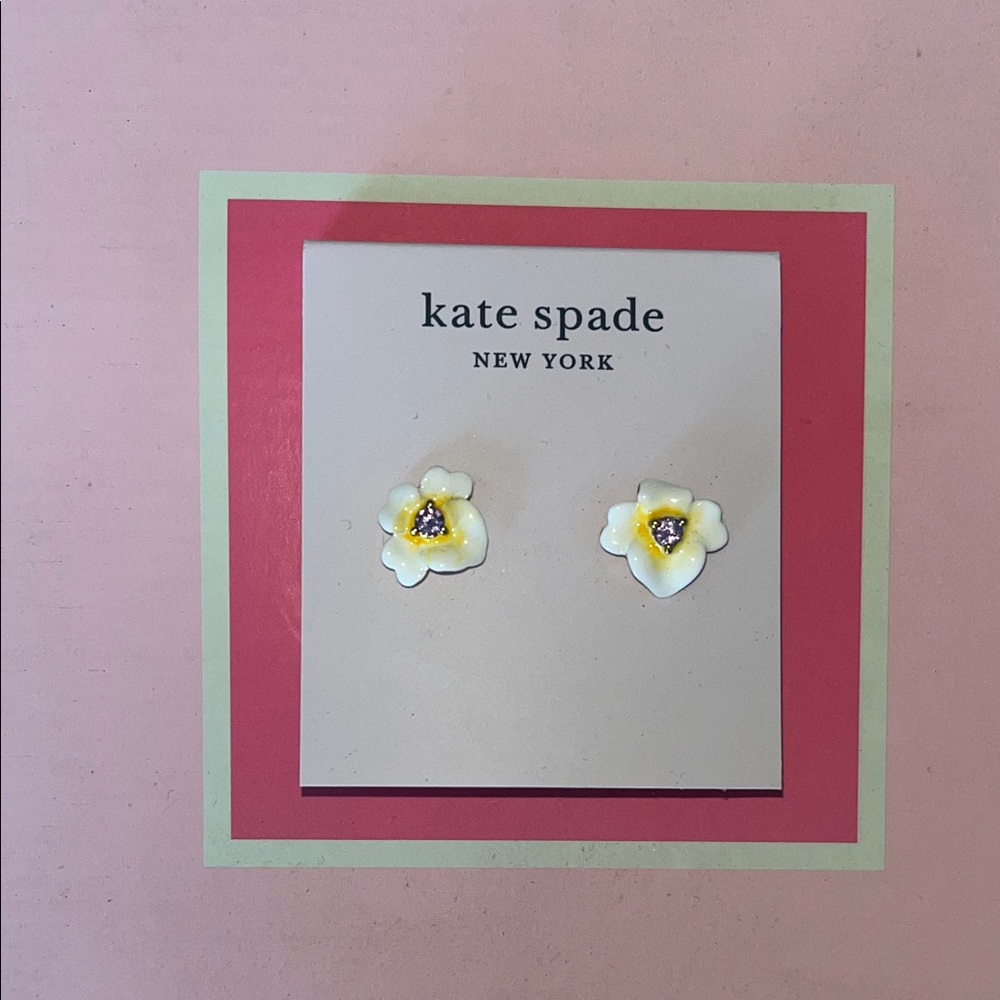 BRAND NEW Kate Spade White and Yellow Flower Earrings for Kids